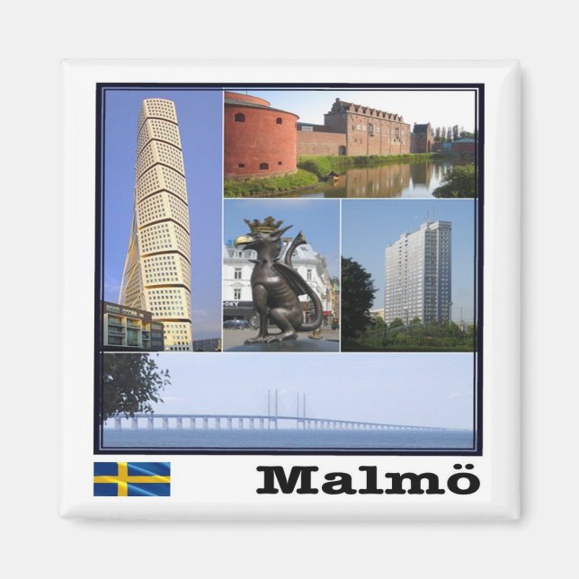 Imán zSE011 MALMÖ, Suecia, Europa, Fridge (Frente)