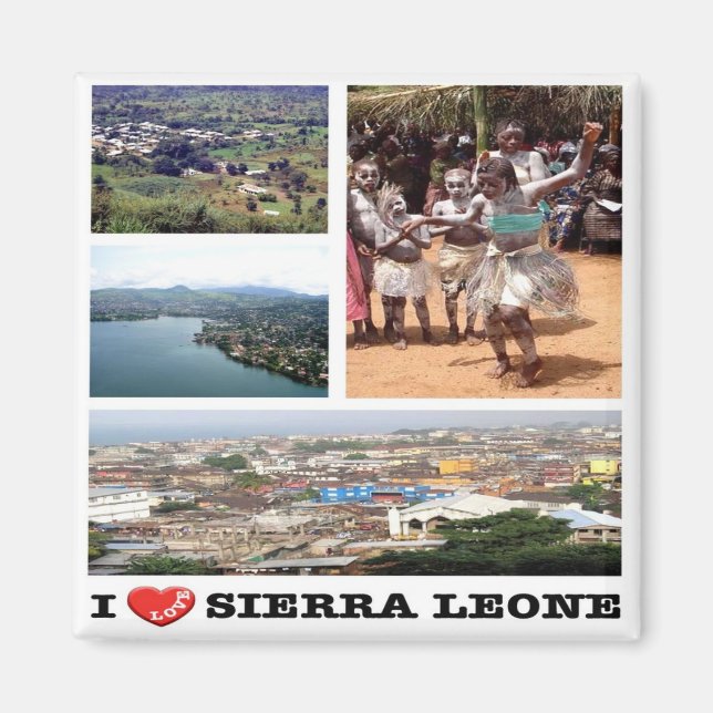 Imán zSL006 SIERRA LEONE, I Love, Mosaic, Africa, Fridg (Frente)