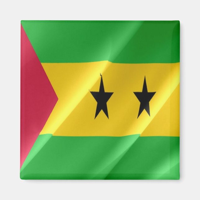 Imán zST002 SAO TOME' y PRINCIPE, Bandera ondulante, Fr (Frente)