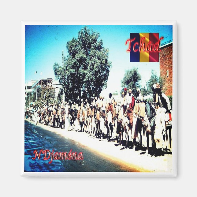 Imán zTD006 N'DJAMENA Horse People, CHAD, África, Fridg (Frente)