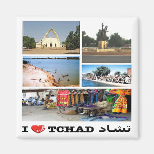 Imán zTD007 CHAD I Love, Mosaic, Africa, Fridge