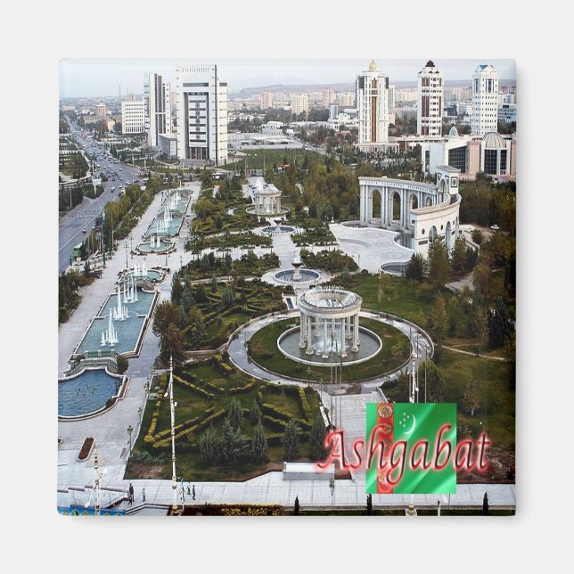 Imán zTM006 vista de ASHGABAT, Turkmenistán Asia, Fridg (Frente)