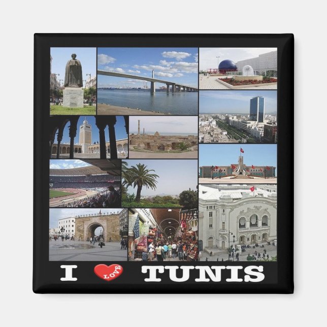 Imán zTN015 TÚNEZ I Love, Mosaic, Africa, Fridge (Frente)