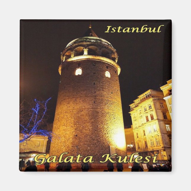 Imán zTR015 ESTAMBUL GALATA TOWER de noche, Fridge (Frente)