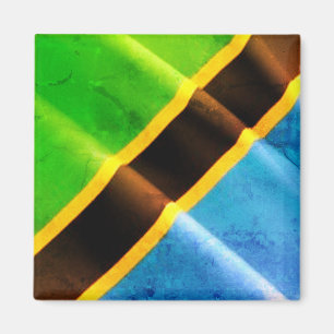 Imán zTZ002 TANZANIA, Bandera ondulante, África, Fridge