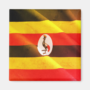 Imán zUG002 UGANDA, Bandera ondulante. África, Fridge