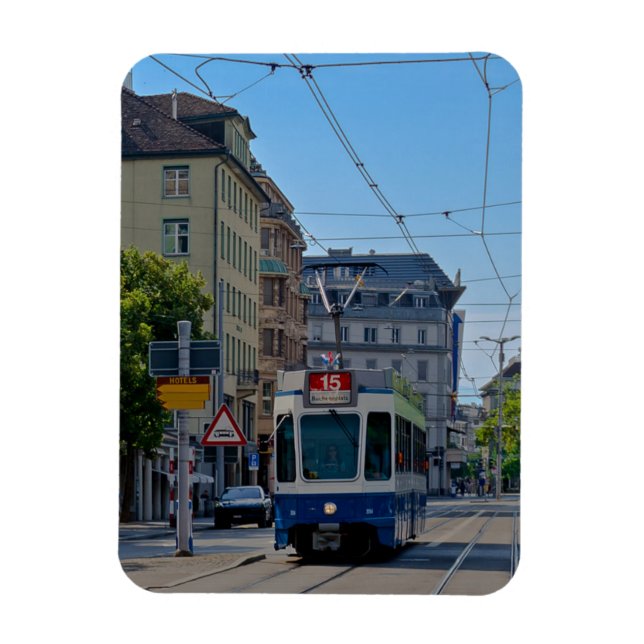 Imán Zurich Blue Tram Magnet (Vertical)