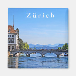 Imán Zúrich. Limmat. Ayuntamiento y puente.