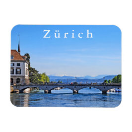 Imán Zúrich. Limmat. Ayuntamiento y puente.