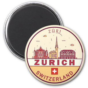 Imán Zurich Suiza City Skyline Emblem
