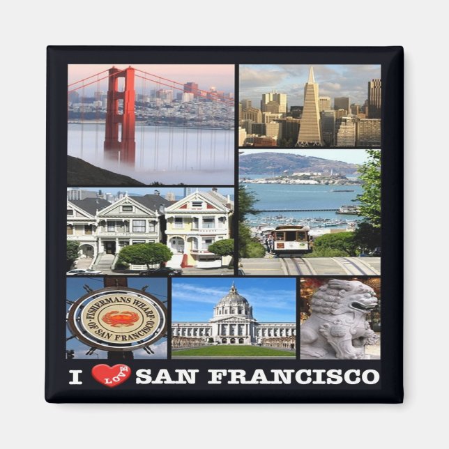 Imán zUS067 SAN FRANCISCO I Love, Mosaic, Fridge Magnet (Frente)