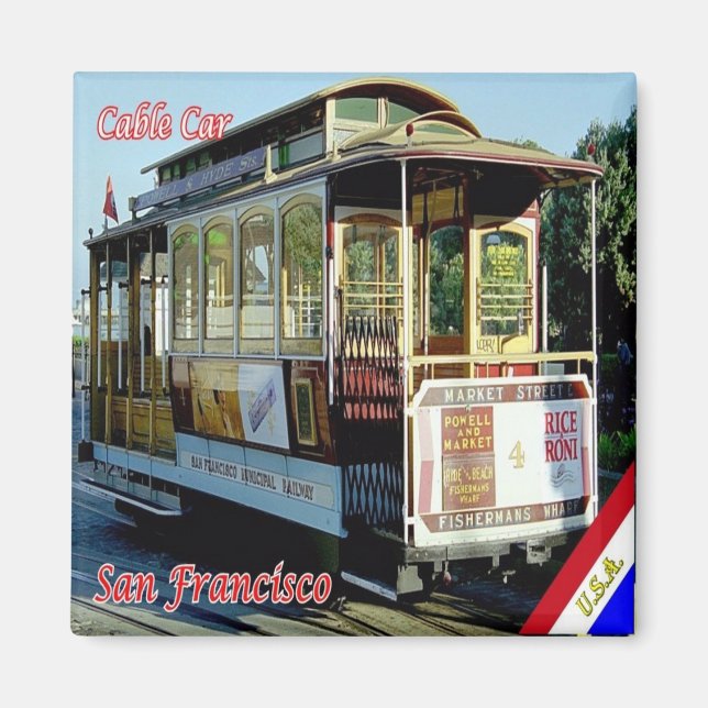 Imán zUS080 SAN FRANCISCO, Cable Car, California, Fridg (Frente)