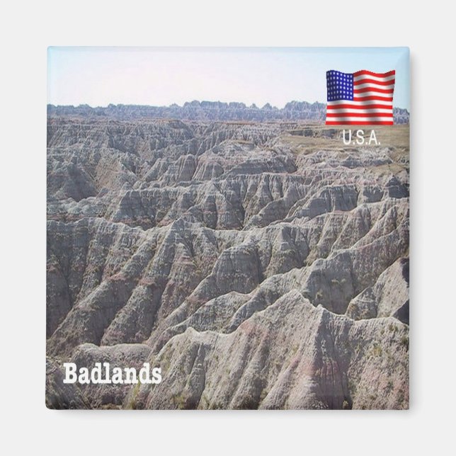 Imán zUS189 BADLANDS, Dakota del Sur, América, Fridge (Frente)