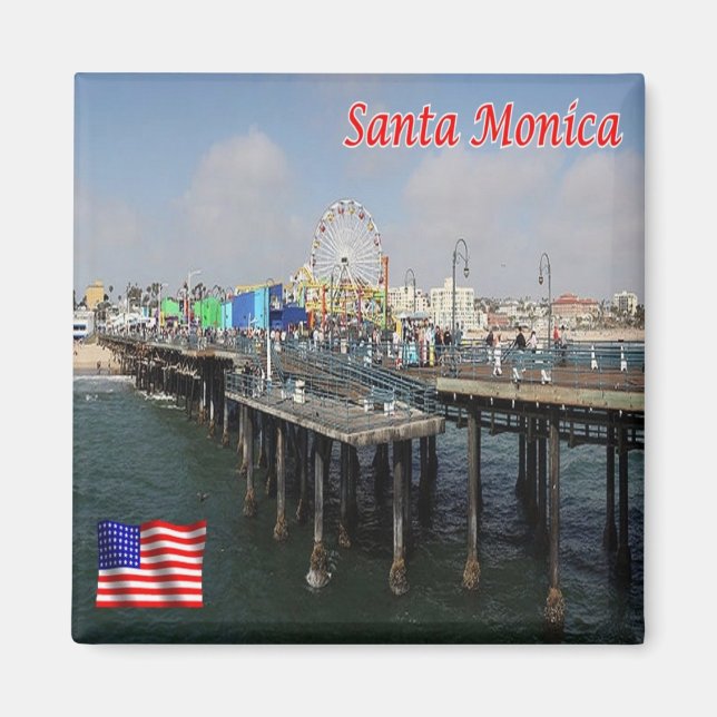 Imán zUS201 SANTA MONICA Beach, California, Fridge (Frente)