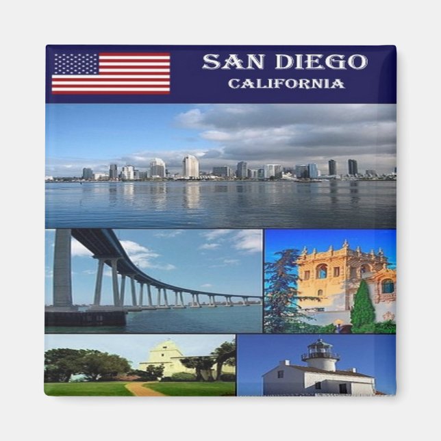 Imán zUS205 SAN DIEGO, Mosaic, California, Fridge  (Frente)