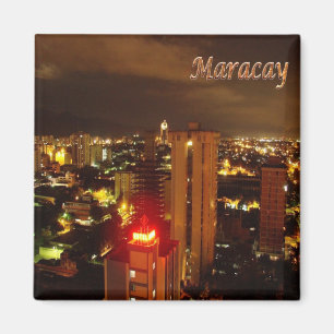 Imán zVE005 MARACAY de noche,Venezuela, América, Nevera