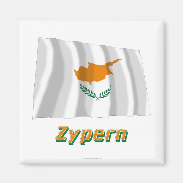 Imán Zypern Fliegende Flagge mit Namen (Frente)
