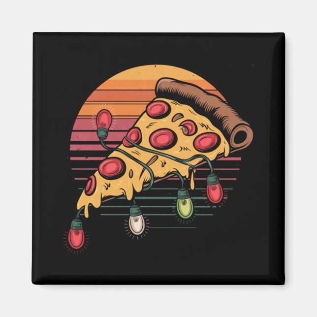 Imán Zza Christmas Lights Retro Sunset Xmas Fast Food T (Frente)