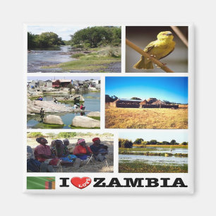 Imán zZM010 ZAMBIA I Love, Mosaic, Africa, Fridge