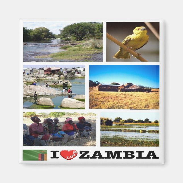 Imán zZM010 ZAMBIA I Love, Mosaic, Africa, Fridge (Frente)