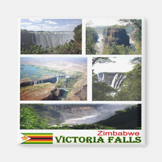 Imán zZW008 VICTORIA FALLS, Mosaic, Zimbabwe, Fridge (Frente)