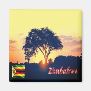 Imán zZW018 ZIMBABWE, puesta de sol de Hwange, África, 