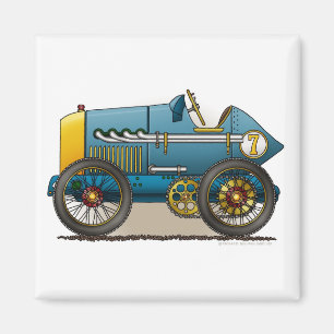 Imanes azules del coche de carreras del vintage