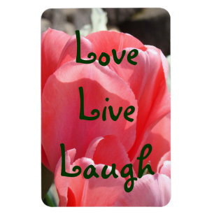 Imanes de Amor Vive Ríe Flores de Tulipanes Rosado