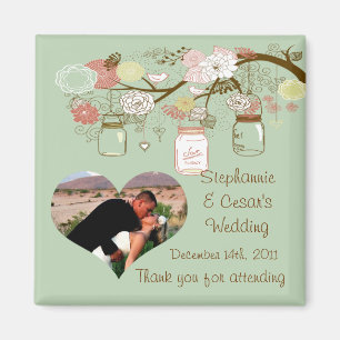 Imanes de anuncio de 2" x 2" Frascos Mason florale