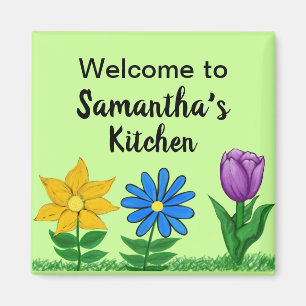 Imanes de cocina con nombre personalizado Jardín F