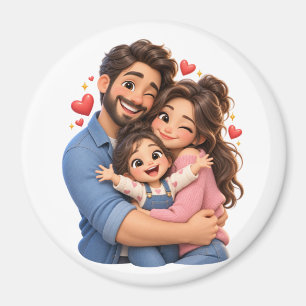 Imanes de dibujos animados 3D - Amor Familiar