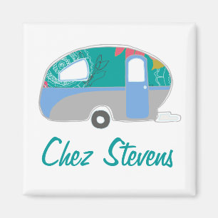 Imanes de diseño de caravana retro personalizados