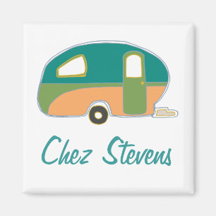 Imanes de diseño de caravana retro personalizados 