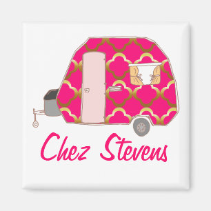 Imanes de diseño de caravana retro personalizados 