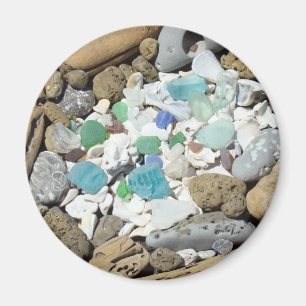 Imanes de jardín de rocas de playa con vidrio de m