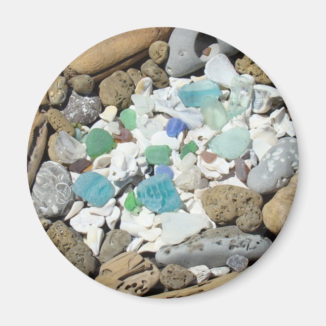 Imanes de jardín de rocas de playa con vidrio de m (Frente)