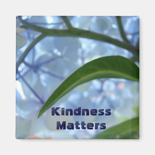 Imanes de Kindness Matters flores de Hortensias az (Frente)