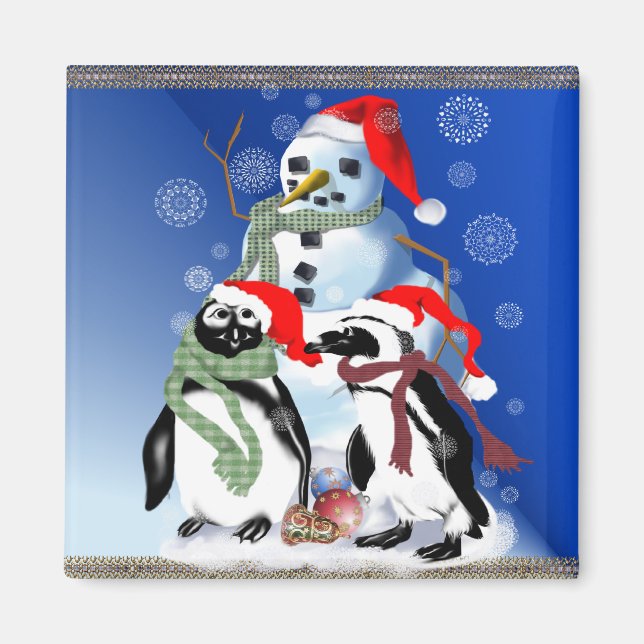 imanes de penquín y snowman para navidades (Frente)