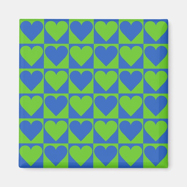Imanes de personalizado de patrón de corazón azul/ (Frente)