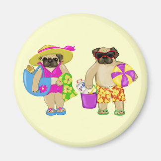 Imanes de Pug Beach de personalizable