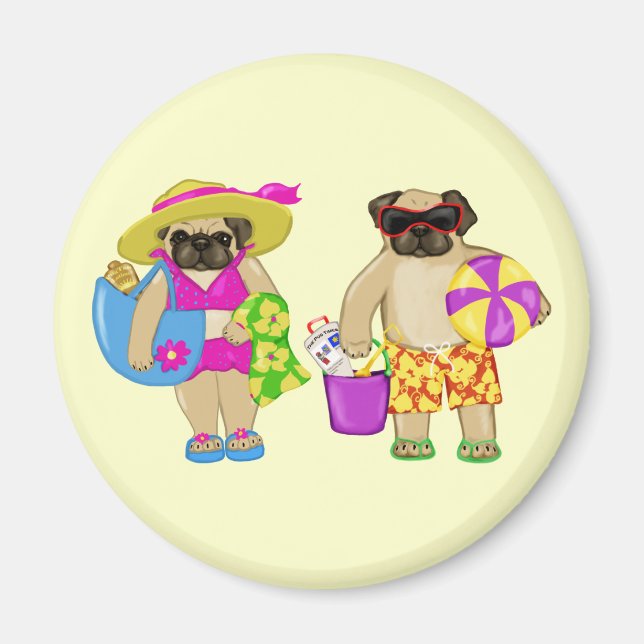 Imanes de Pug Beach de personalizable (Frente)