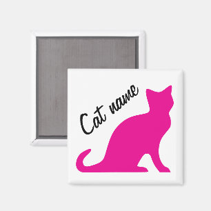 Imanes de silueta de gatitos rosados con nombre pe