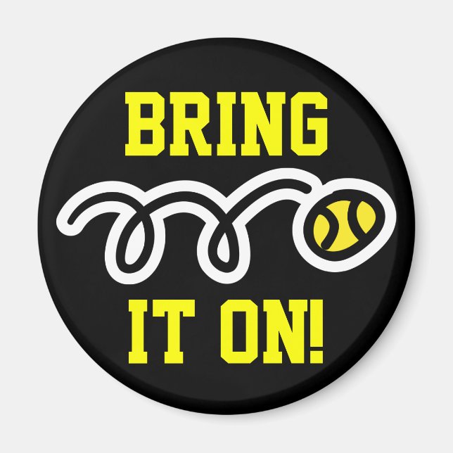 Imanes de tenis con texto personalizado ¡Vamos! (Frente)