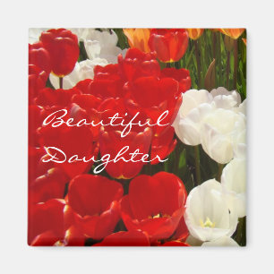 Imanes de Tulipanes Rojos Flores Hija Hermosa
