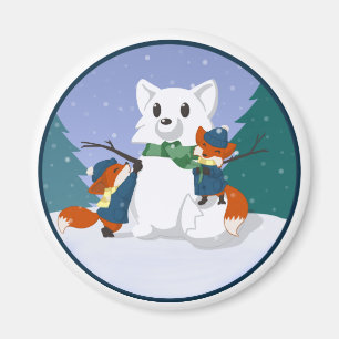 Imanes del día de la nieve de Kitsune