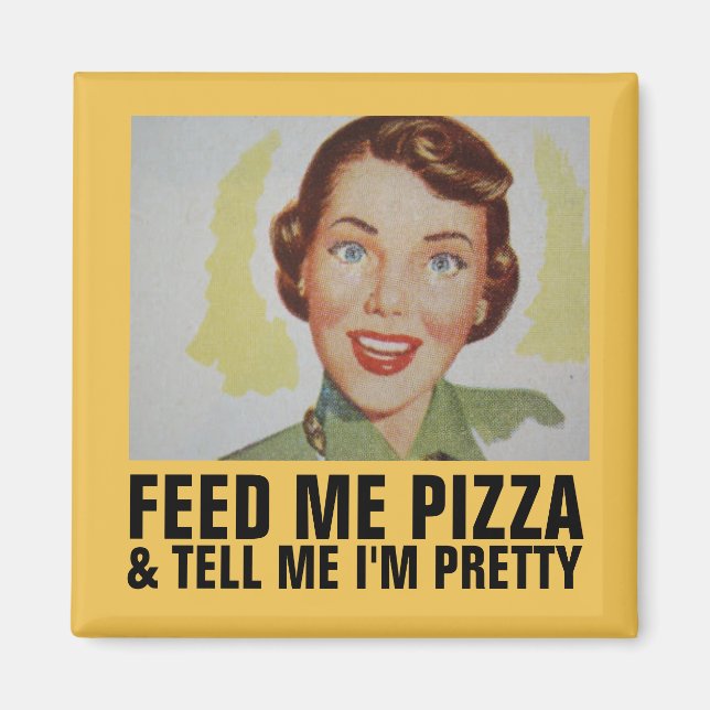 Imanes divertidos Retro Housewives, Pizza (Frente)