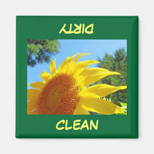 Imanes FLORES DE GIRASOL limpios sucios Magnet lav