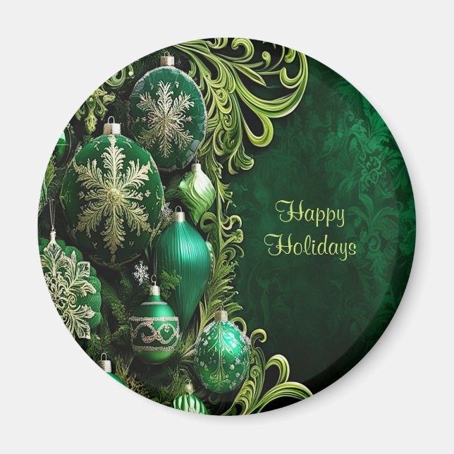 Imanes Navideños Adornos Decorativos Verdes (Frente)