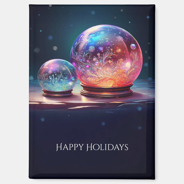 Imanes Navideños de Bolas de Nieve de Cristal (Anverso)