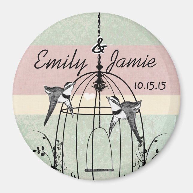 Imanes para boda de jaula de pájaro o personalizad (Frente)